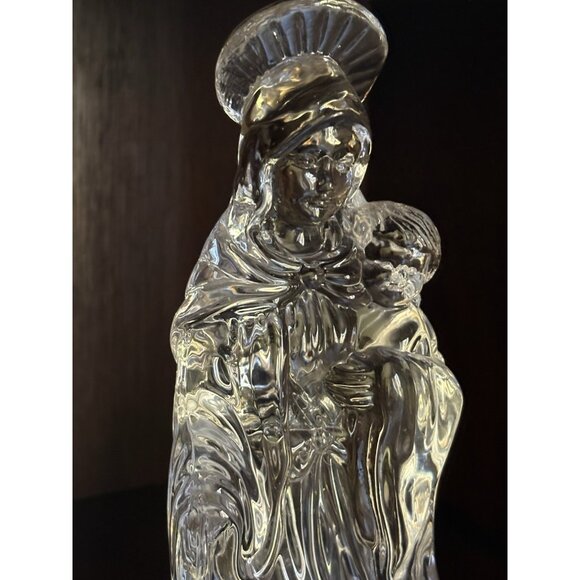 Glass Madonna Holding Baby Jesus Figurine Virgin Mary Christ Child 12” Tall - Picture 2 of 11